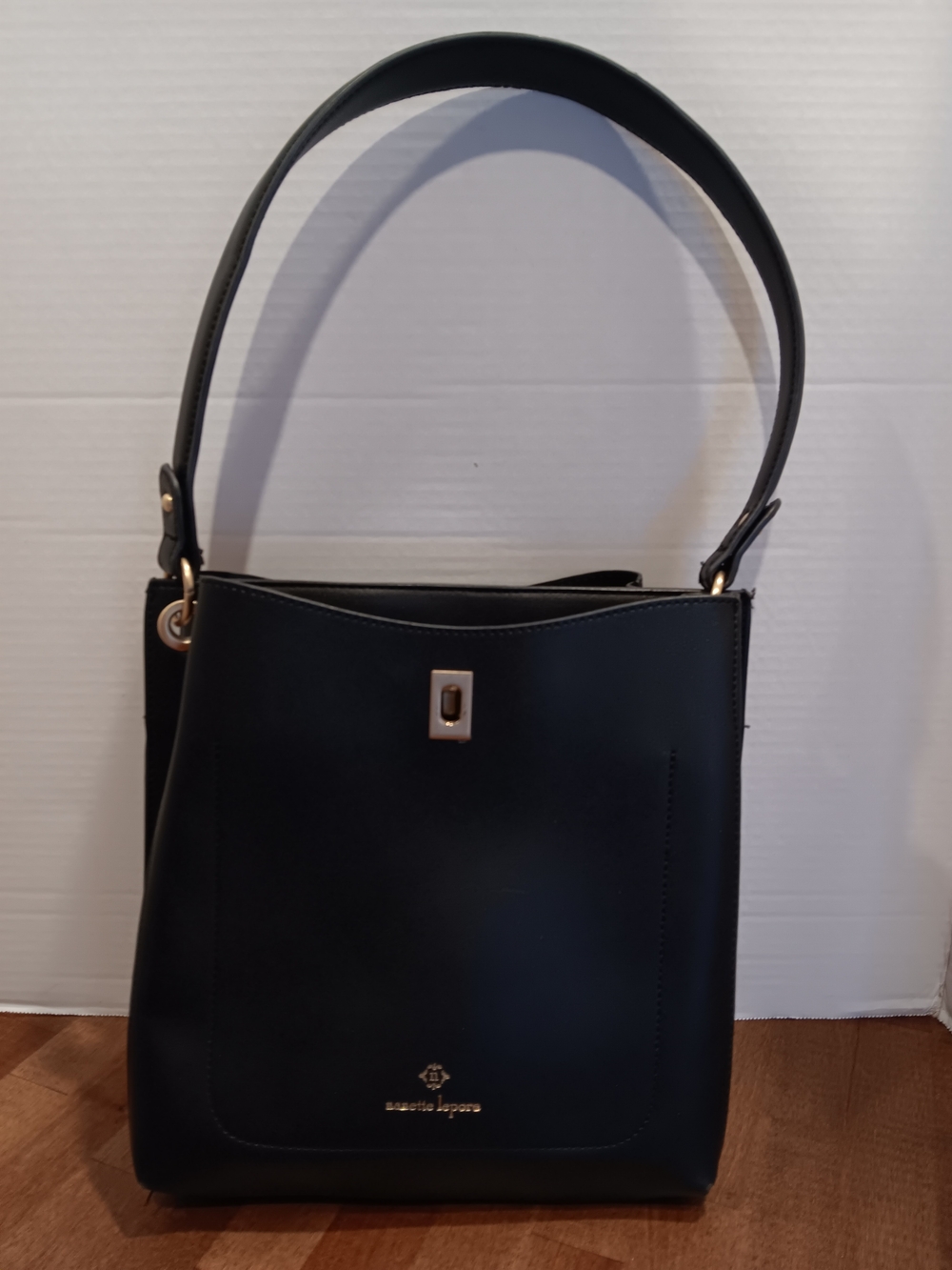Nanette Lepore Black Shoulder Bag with Gold Hardware